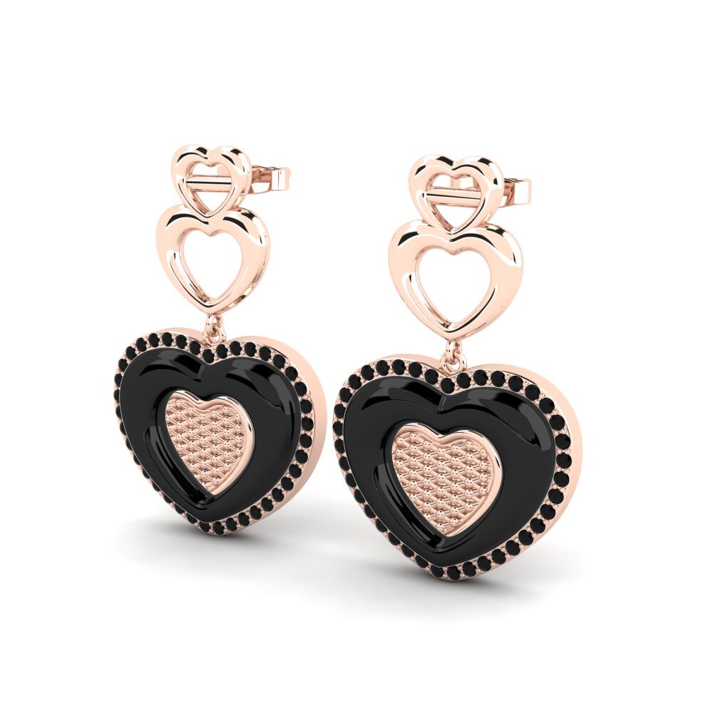 14k Oro Rosa Ónix Negro Pendiente de mujer Gaylene