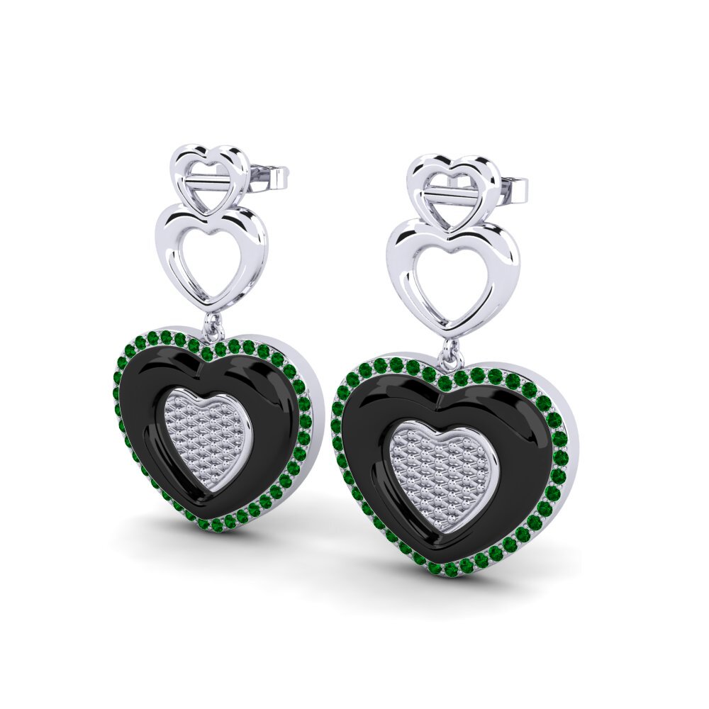 White Silver Green Zirconia Women's Earring Gaylene