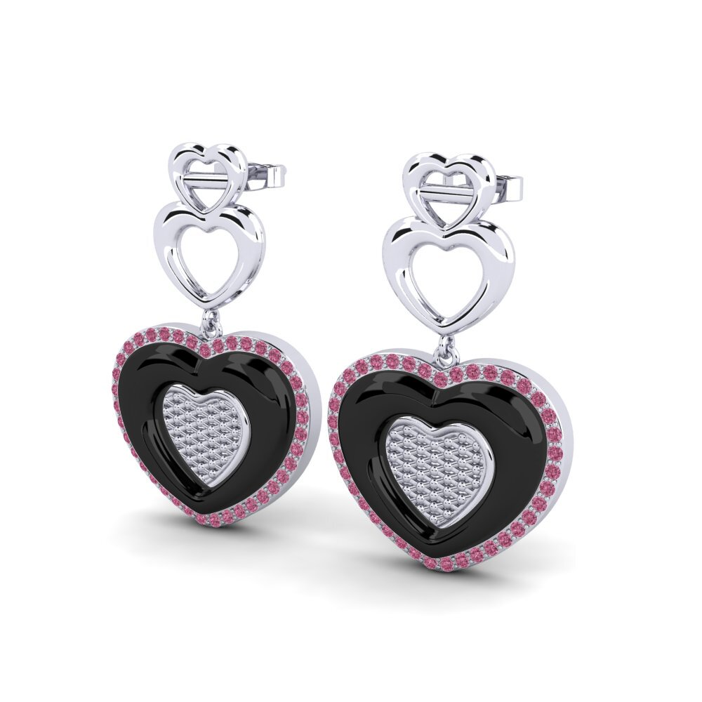 Platino 950 Granate Rhodolite Pendiente de mujer Gaylene