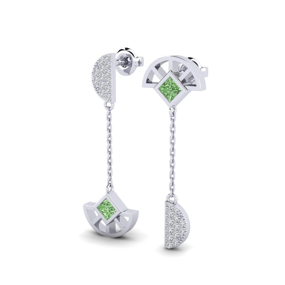 950 Platin Grüner Diamant Damen ohrring Geneviev