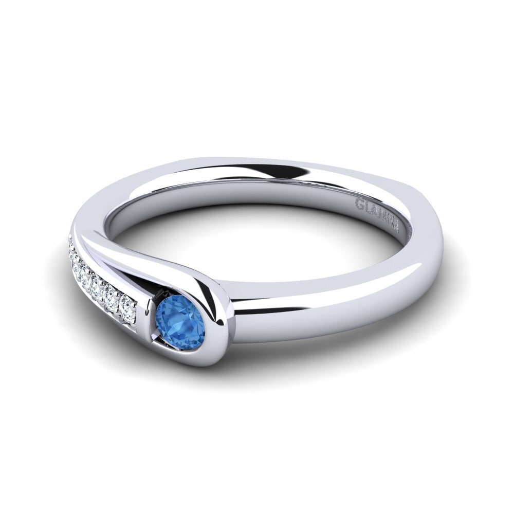 Circonita Azul Oscuro Anillo de compromiso Genifer 0.1 crt