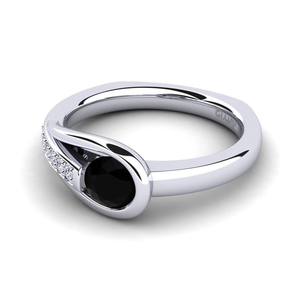 Black Sapphire Engagement Ring Genifer 0.5 crt