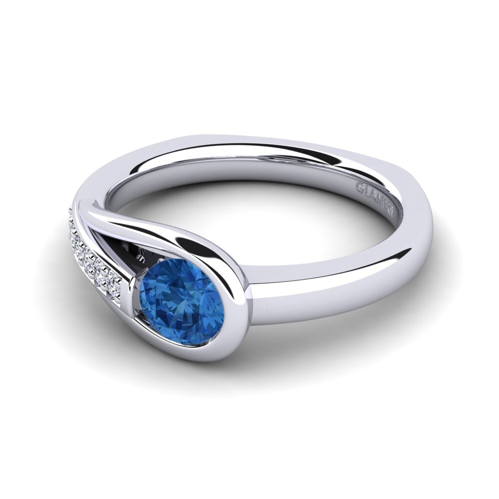 Circonita Azul Oscuro Anillo de compromiso Genifer 0.5 crt