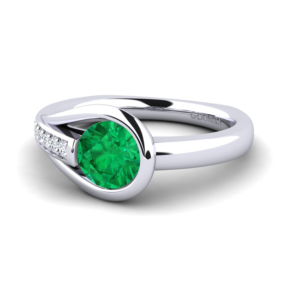 Esmeralda (creada en laboratorio) Anillo de compromiso Genifer 0.8 crt