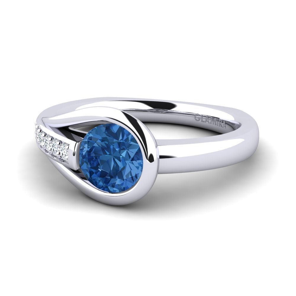Circonita Azul Oscuro Anillo de compromiso Genifer 0.8 crt