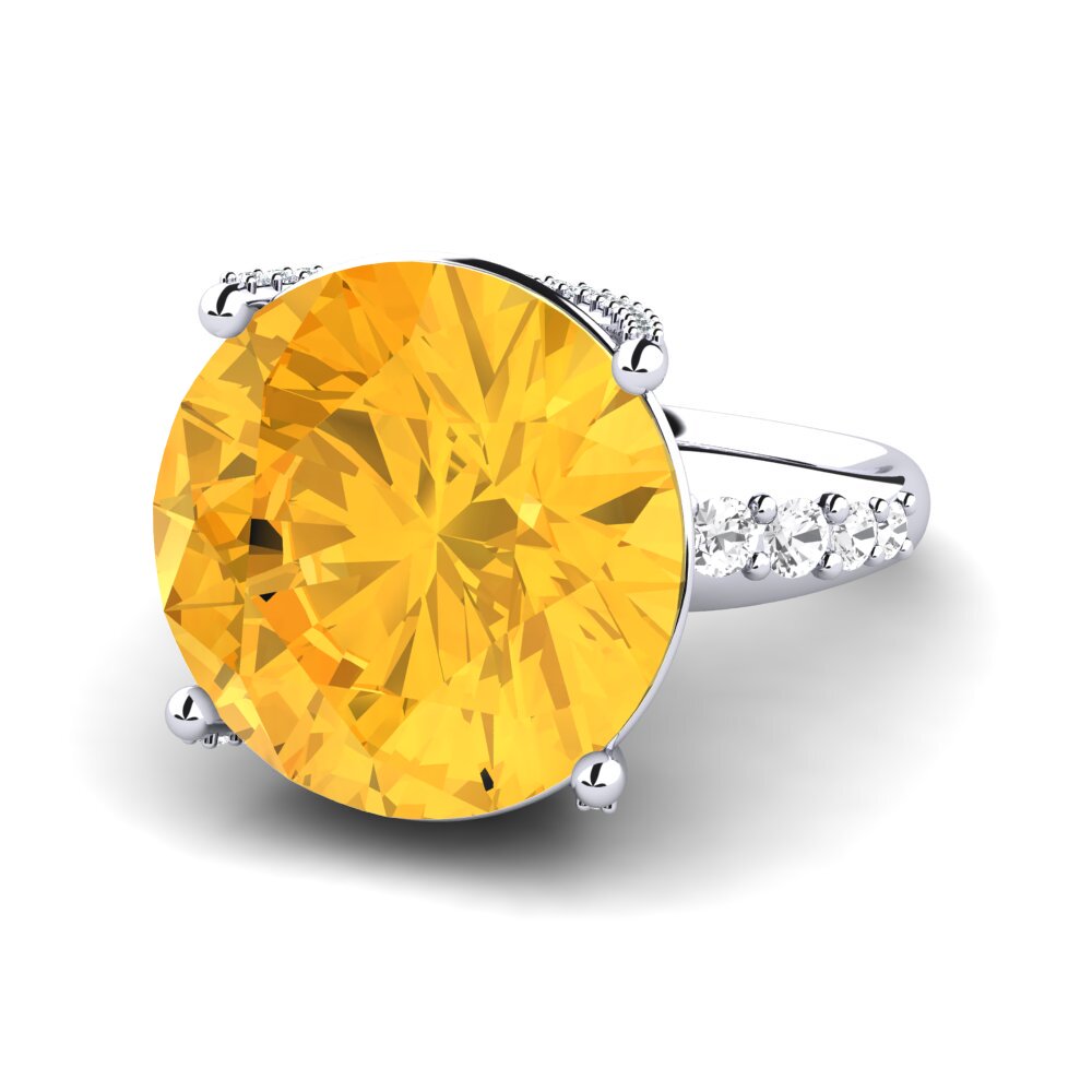 White Silver Citrine Ring Gerlindis