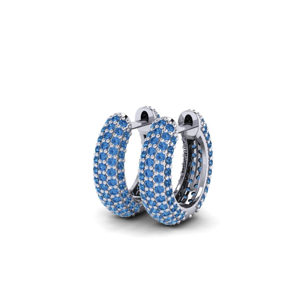 Zircone Bleu Foncé Boucle d'oreille femme Germaine 15 mm