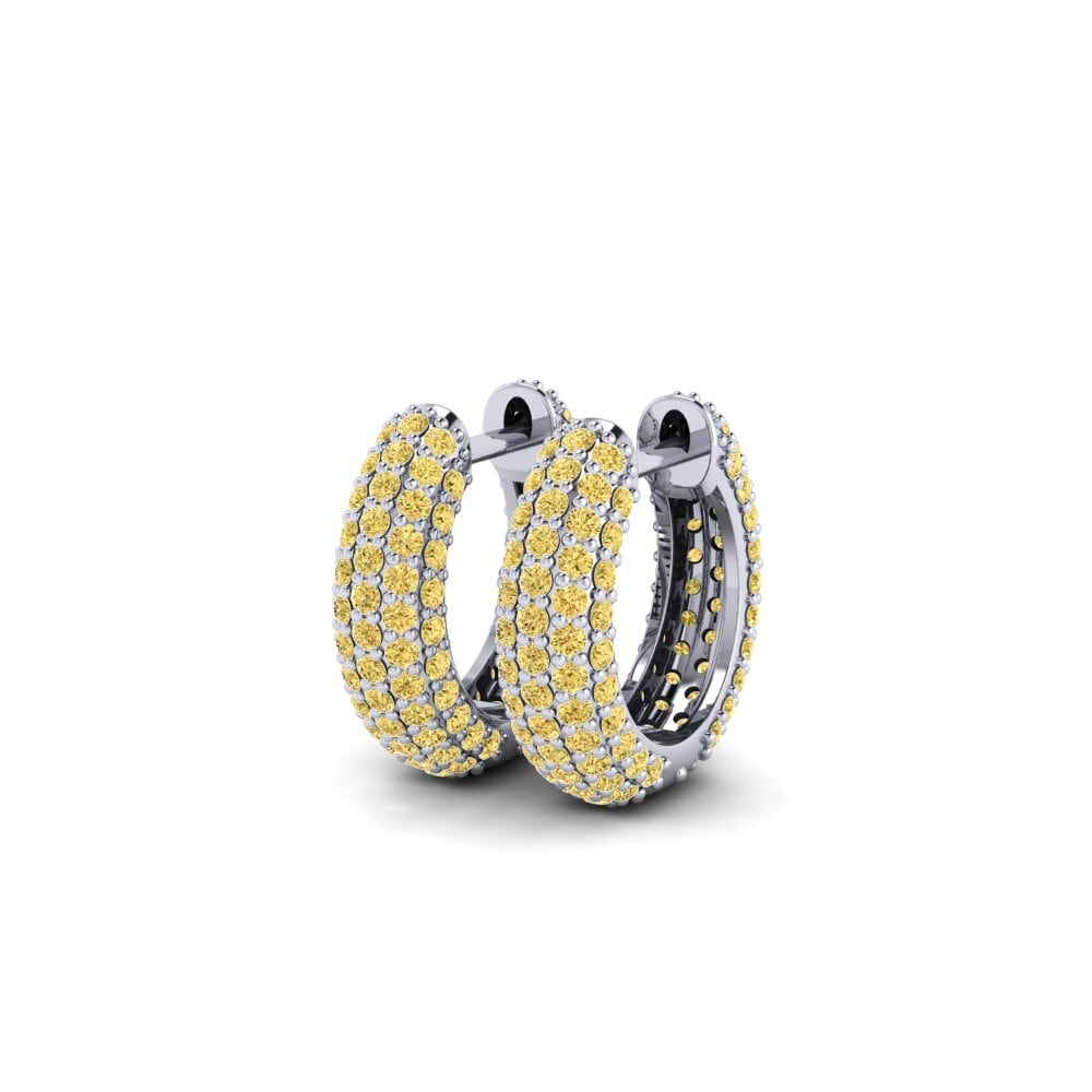 Diamant Jaune Boucle d'oreille femme Germaine 15 mm