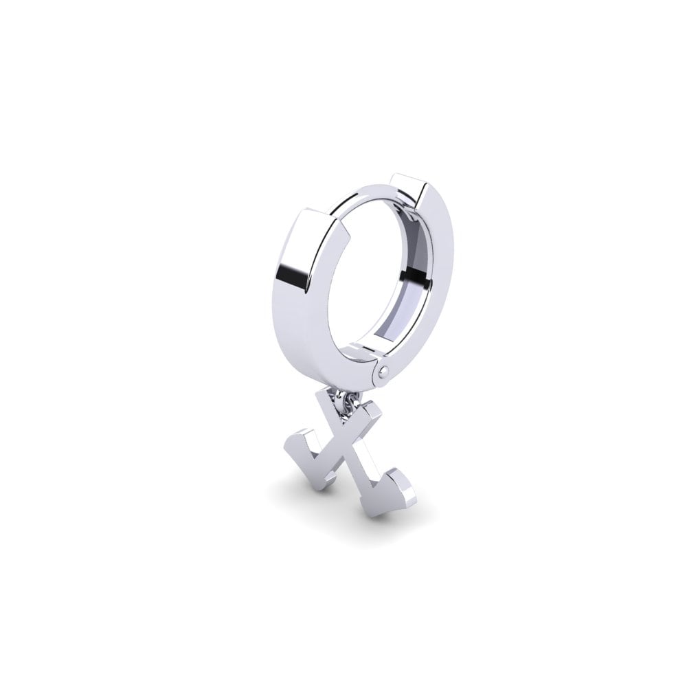 9k Oro Blanco Pendiente para hombre Gerris