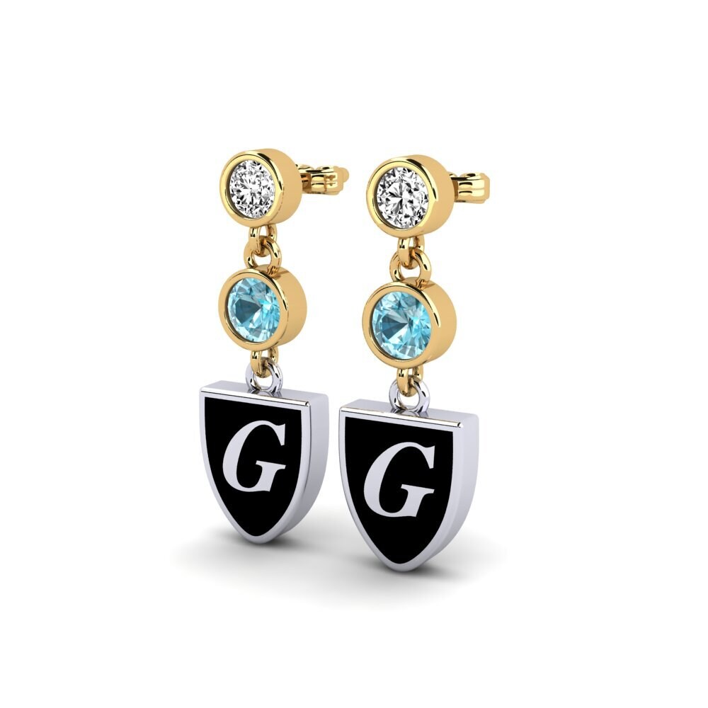 18ct Yellow & White Gold Blue Zircon Women's Earring Gertude