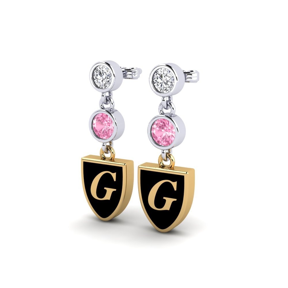 9k Oro Blanco & Amarillo Zafiro Rosado Pendiente de mujer Gertude