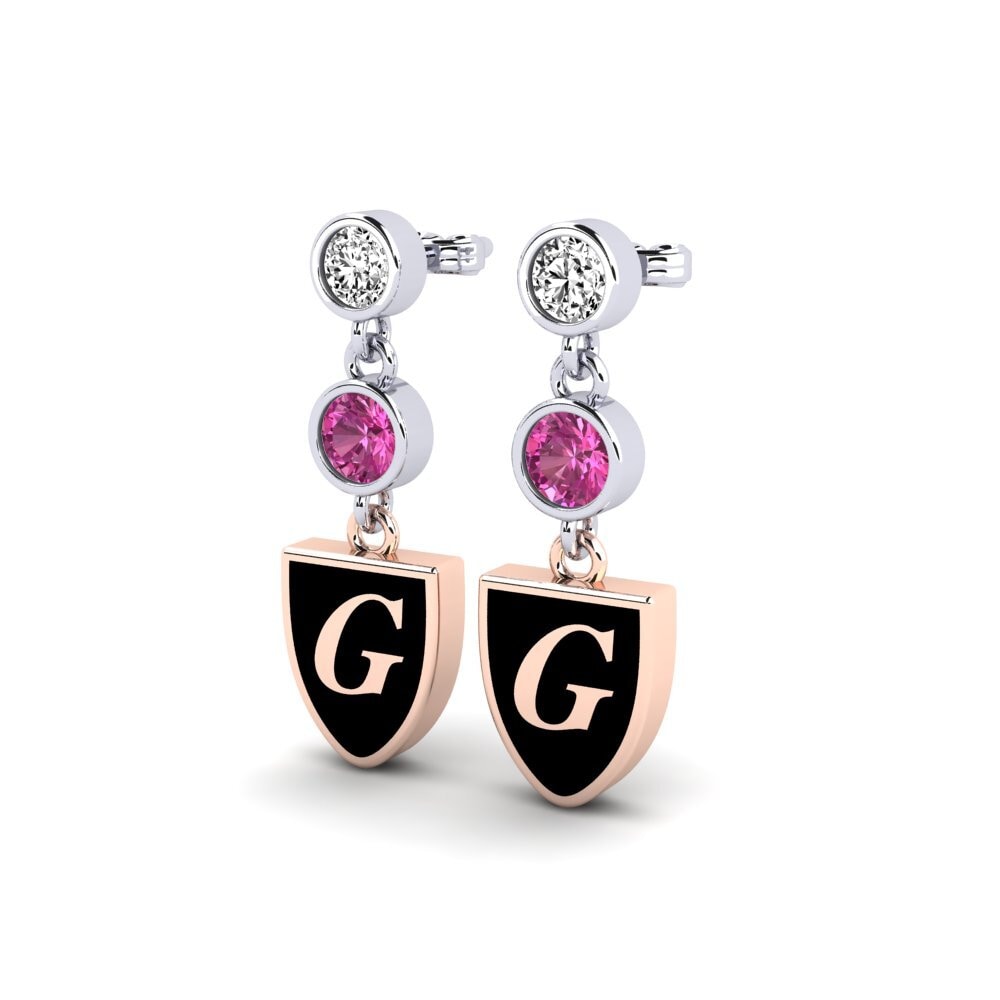 14k Oro Blanco & Rosa Topacio Rosa Pendiente de mujer Gertude