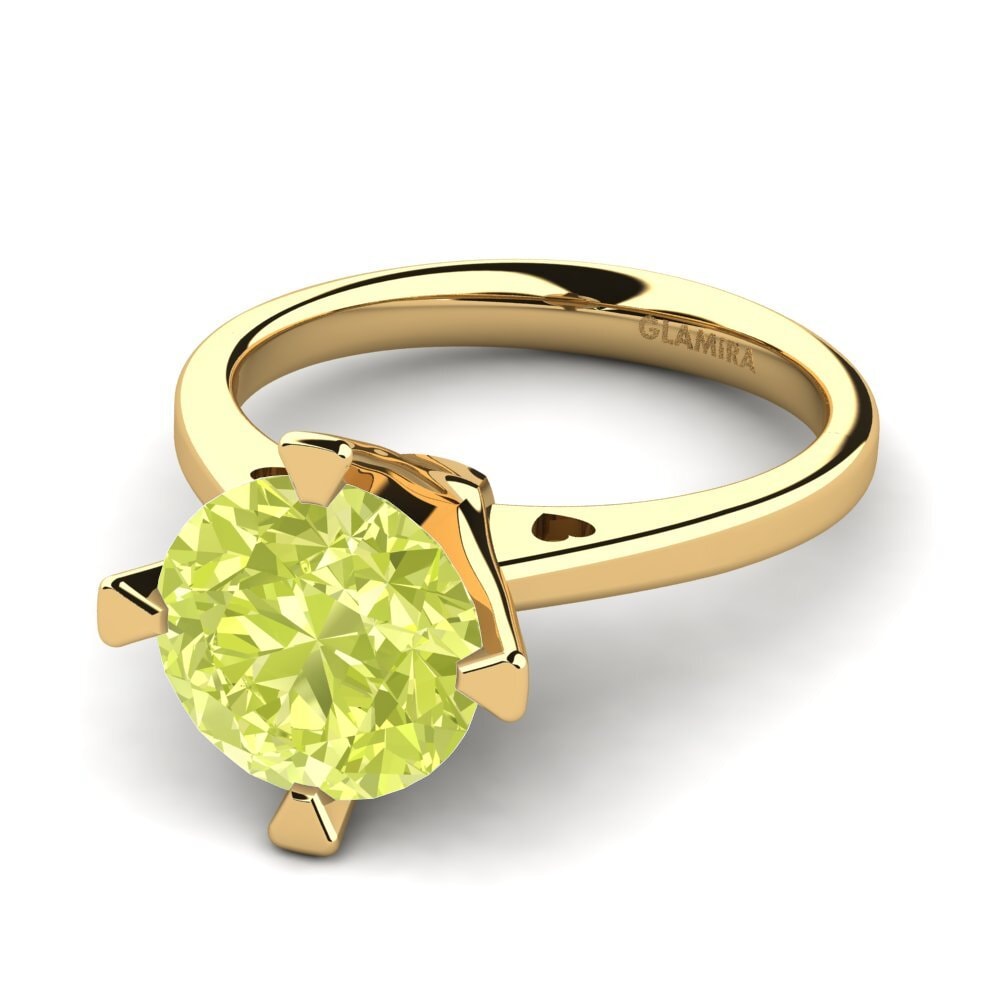 14k Oro Amarillo Cuarzo Limón Anillo de compromiso Gervasia 3.0 crt