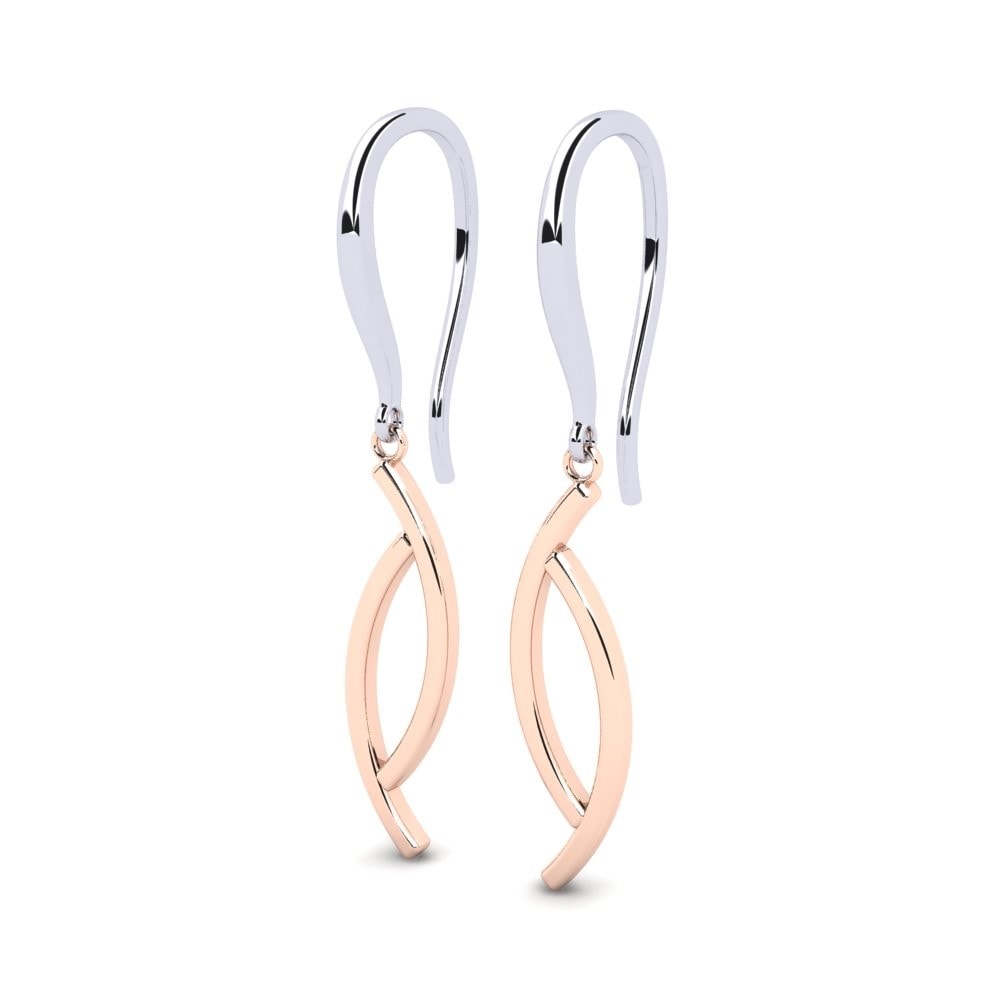 18k Oro Blanco / Rosa Pendientes Geshla