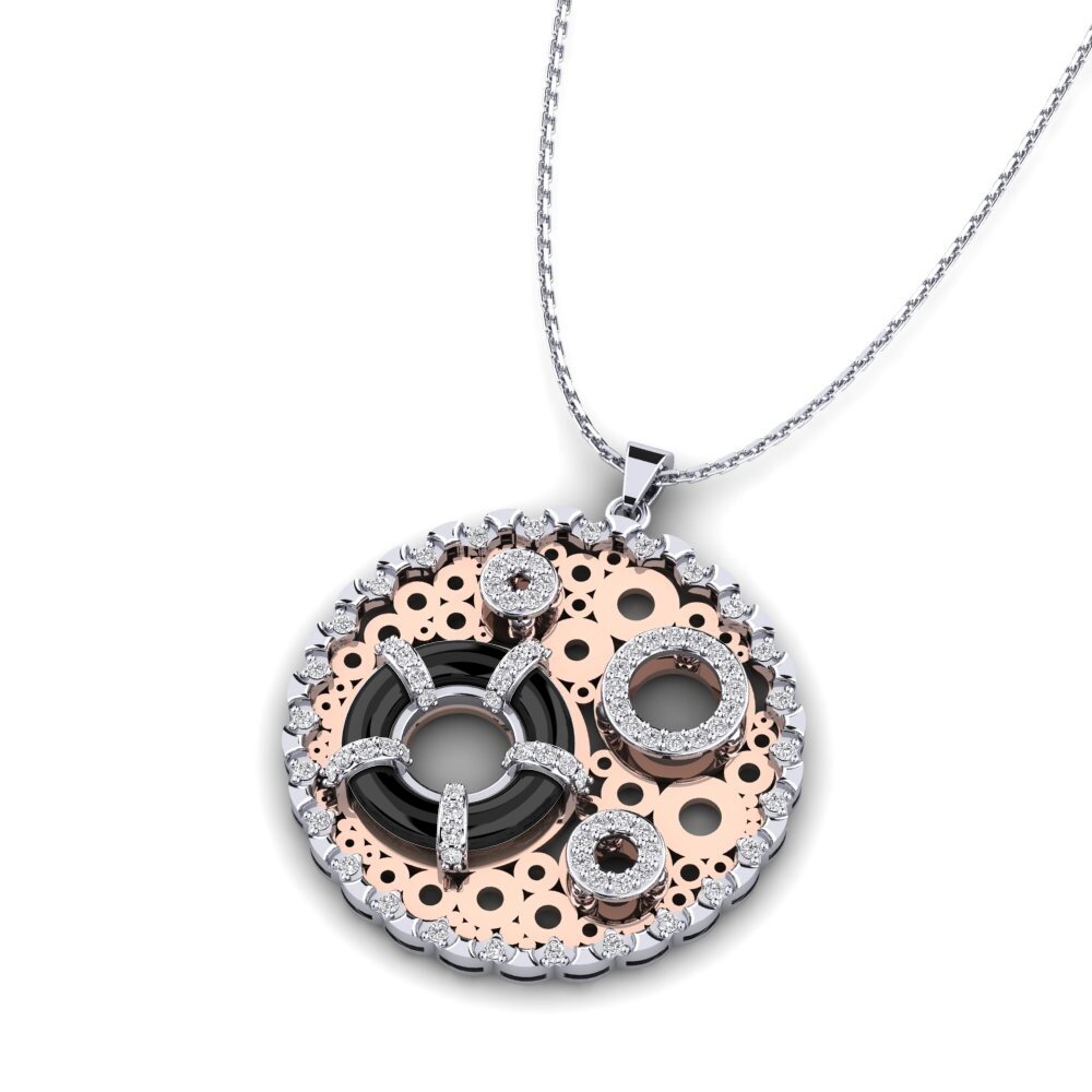 14k Oro Rosa/Blanco Colgante de Mujer Geula