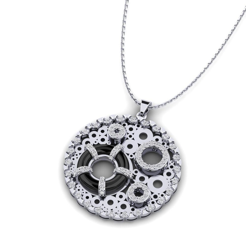 14k Oro Blanco Colgante de Mujer Geula
