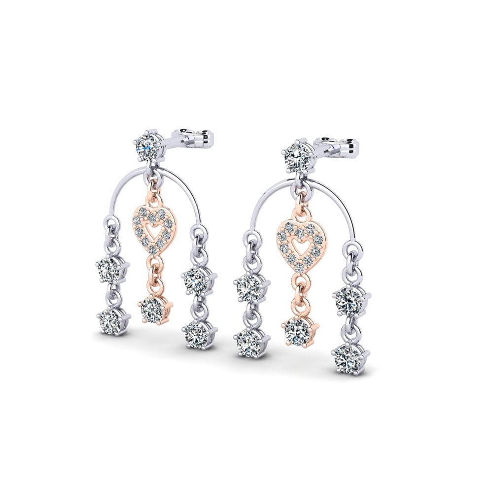 9k Oro Blanco & Rosa Pendiente de mujer Gibbonias