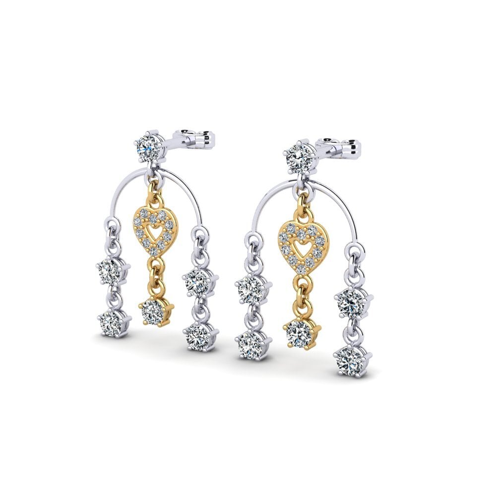 9k Oro Blanco & Amarillo Pendiente de mujer Gibbonias