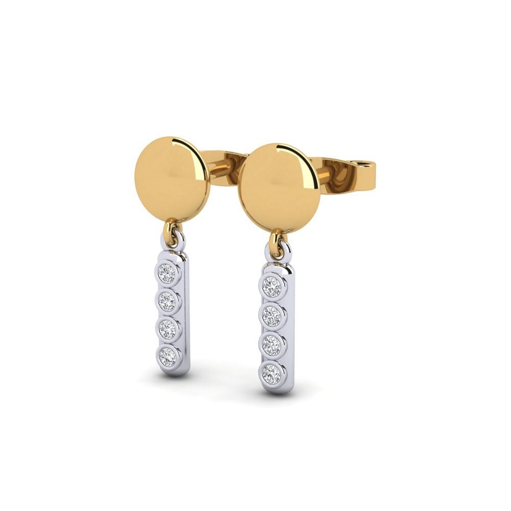 14ct Yellow & White Gold Women's Earring Gibuses