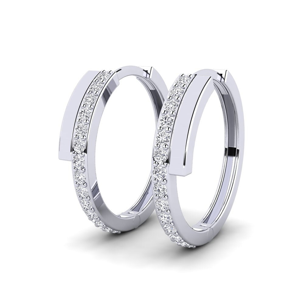 14k Oro Blanco Diamante Pendiente de mujer Gilapane