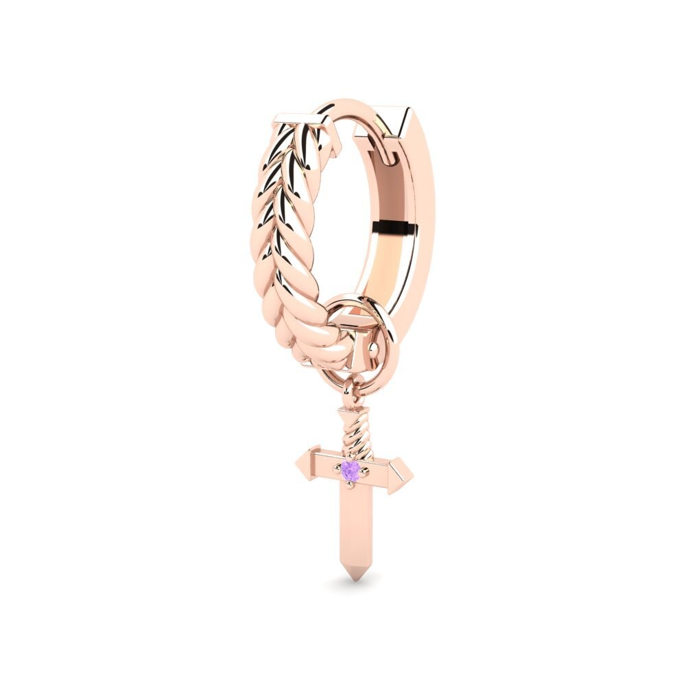 9k Oro Rosa Amatista Pendiente para hombre Gilded