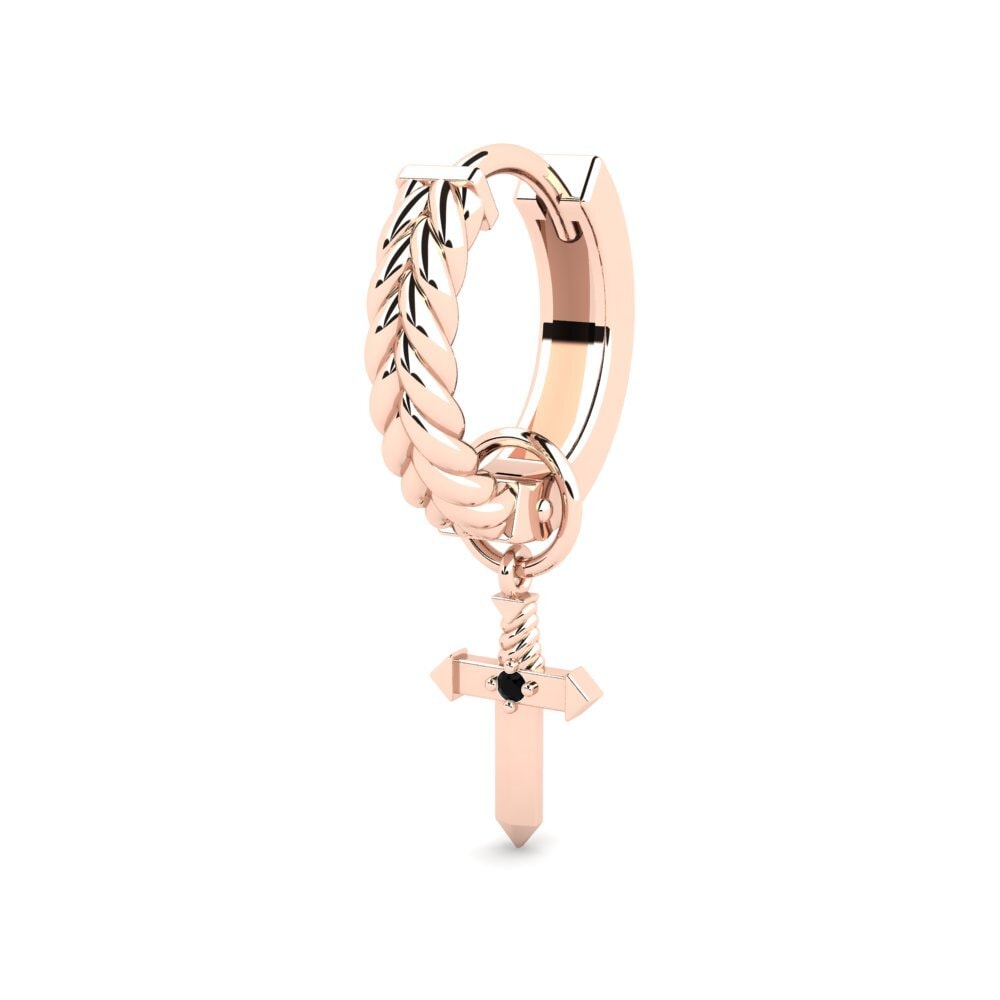 9ct Rose Gold Black Sapphire Men's Earring Gilded