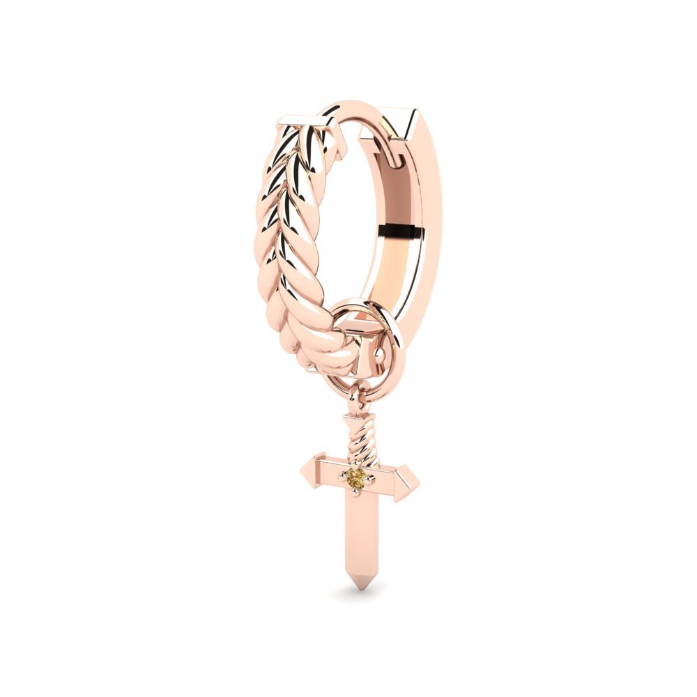14ct Rose Gold Brown Diamond Men's Earring Gilded