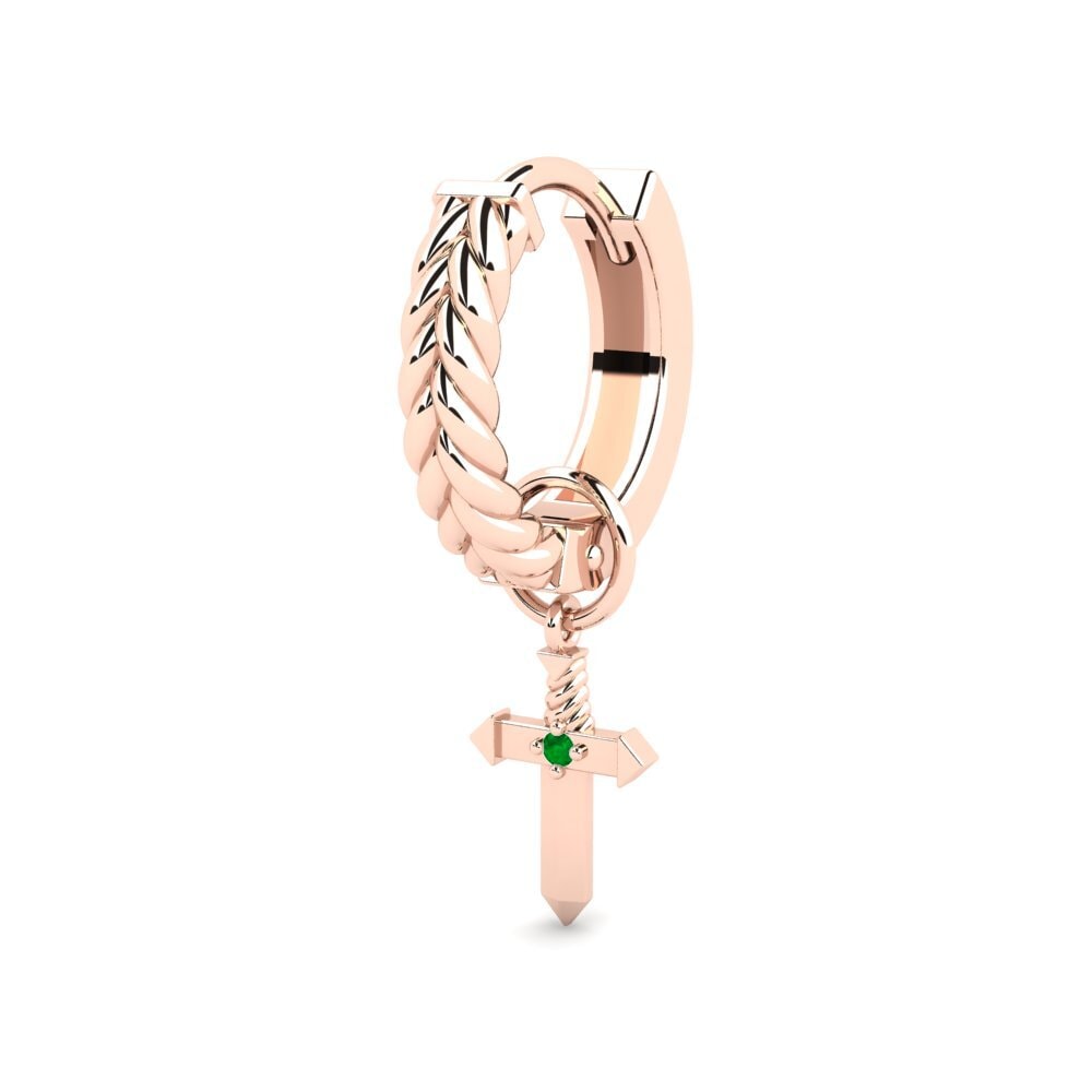 14ct Rose Gold Emerald Men's Earring Gilded