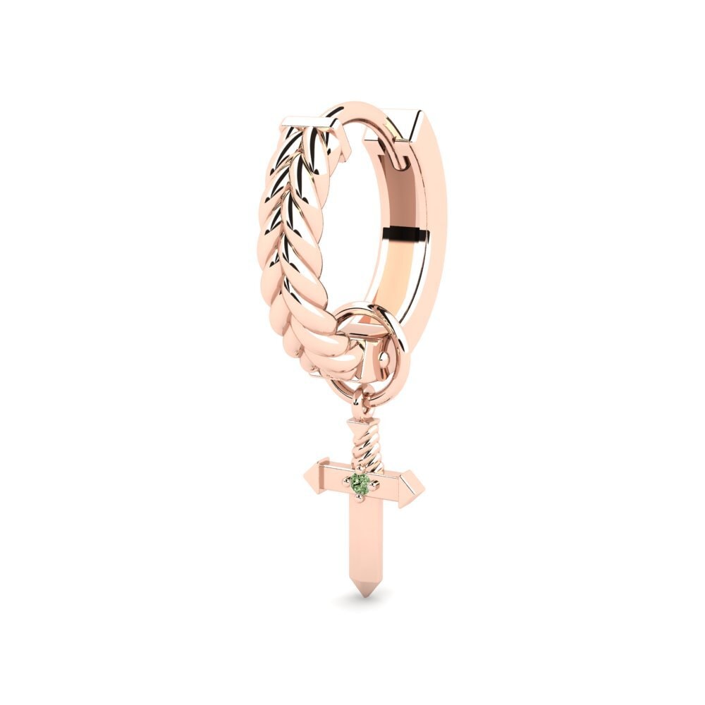 14ct Rose Gold Green Diamond Men's Earring Gilded