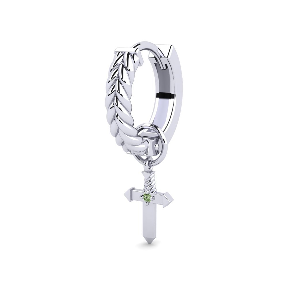 18k Oro Blanco Diamante Verde Pendiente para hombre Gilded
