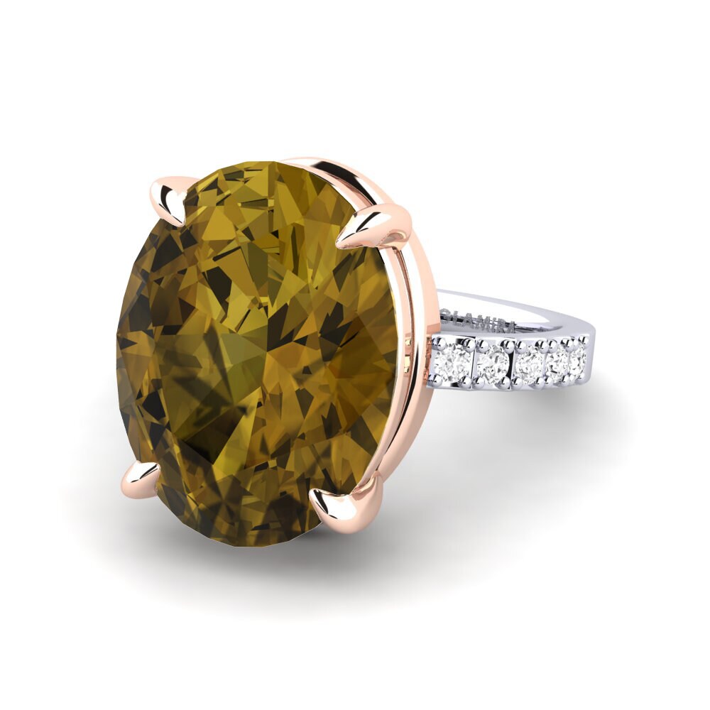 18k Oro Blanco & Rosa Anillo Gillian
