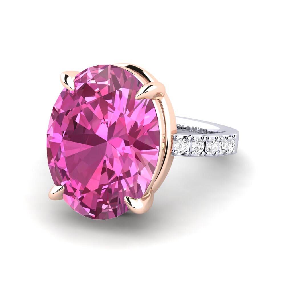 14k White & Rose Gold Pink Topaz Ring Gillian