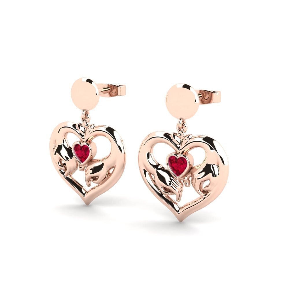9k Oro Rosa Corazón Pendiente de mujer Gingelli