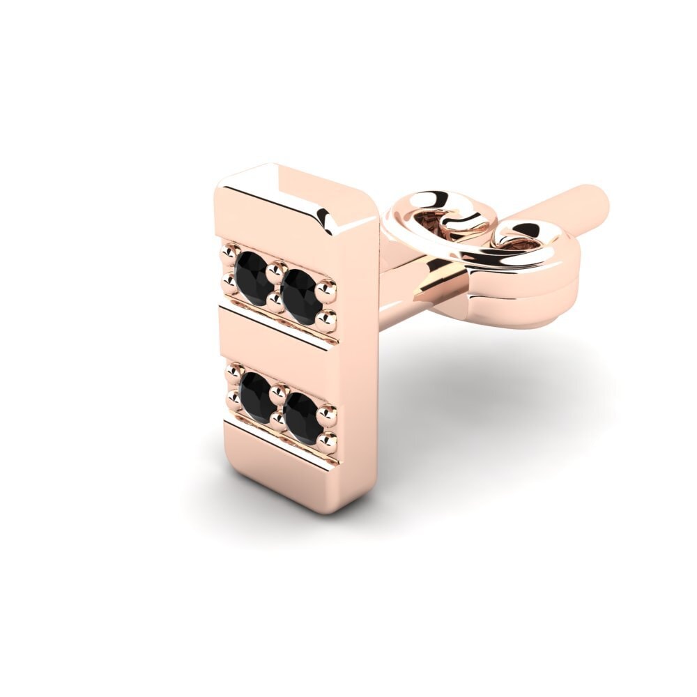 18ct Rose Gold Black Onyx Men's Earring Giocare