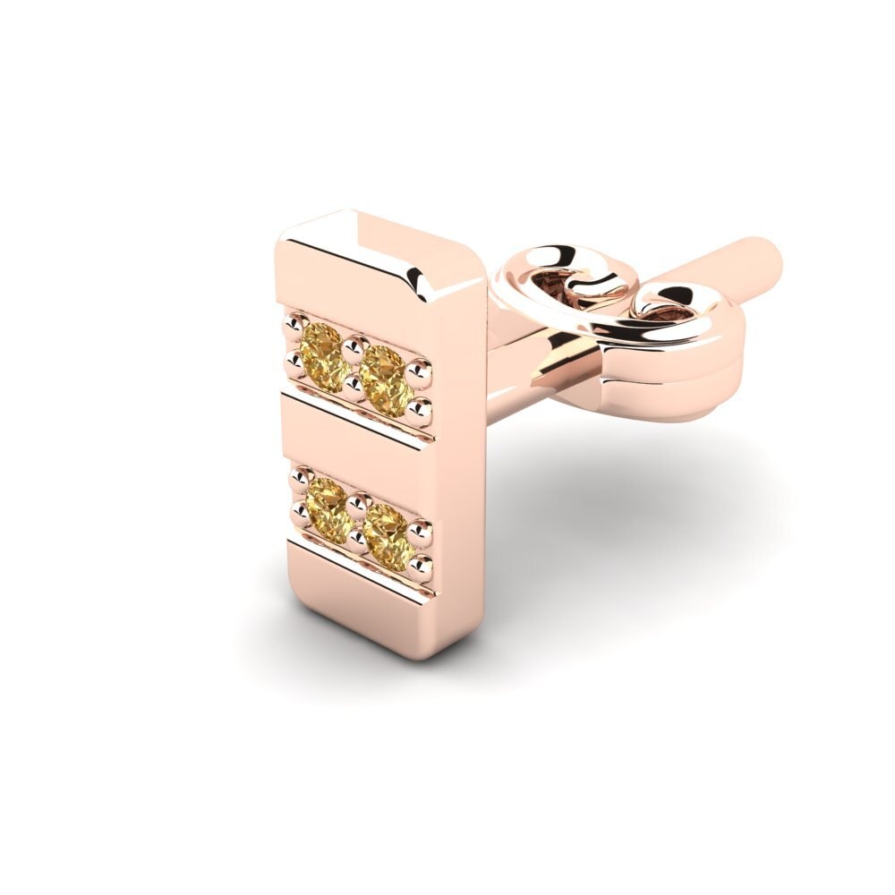 18ct Rose Gold Brown Diamond Men's Earring Giocare