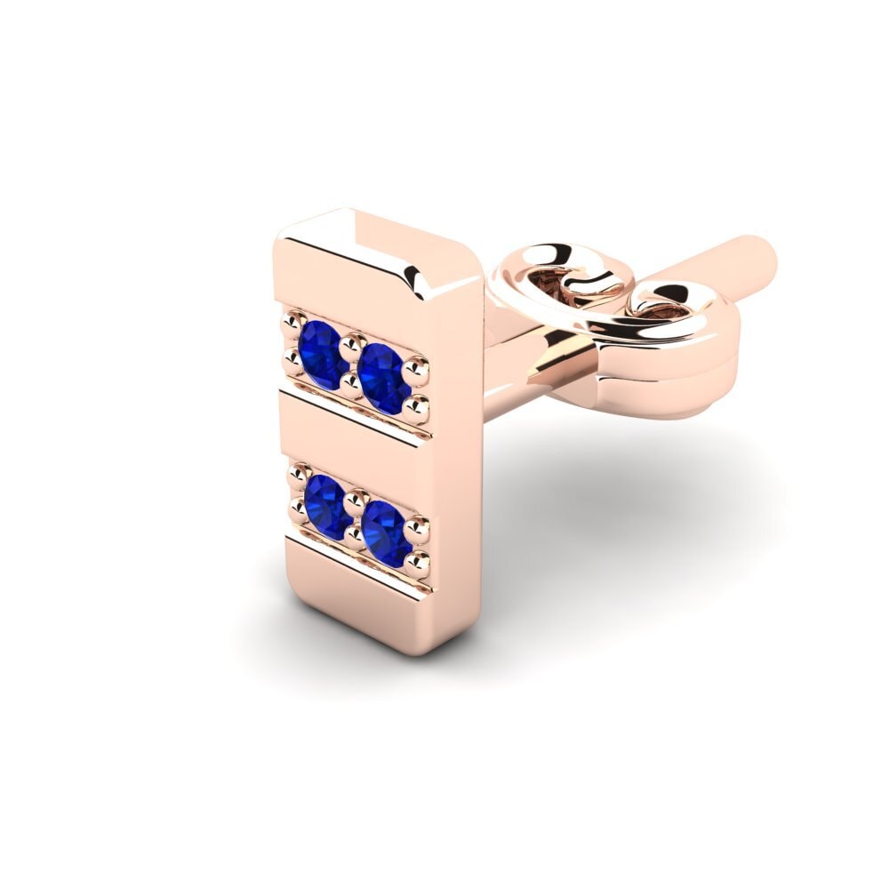14ct Rose Gold Sapphire Men's Earring Giocare