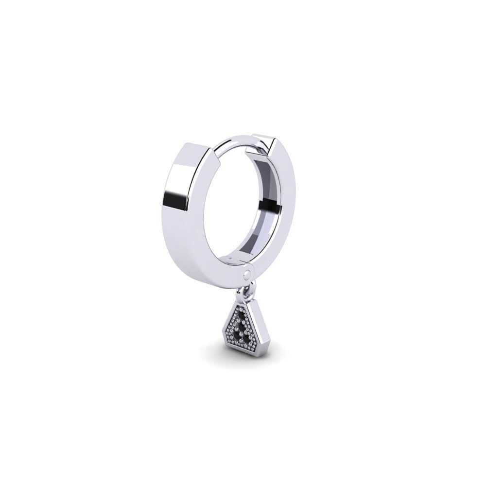 9k White Gold Black Diamond Men's Earring Girwea