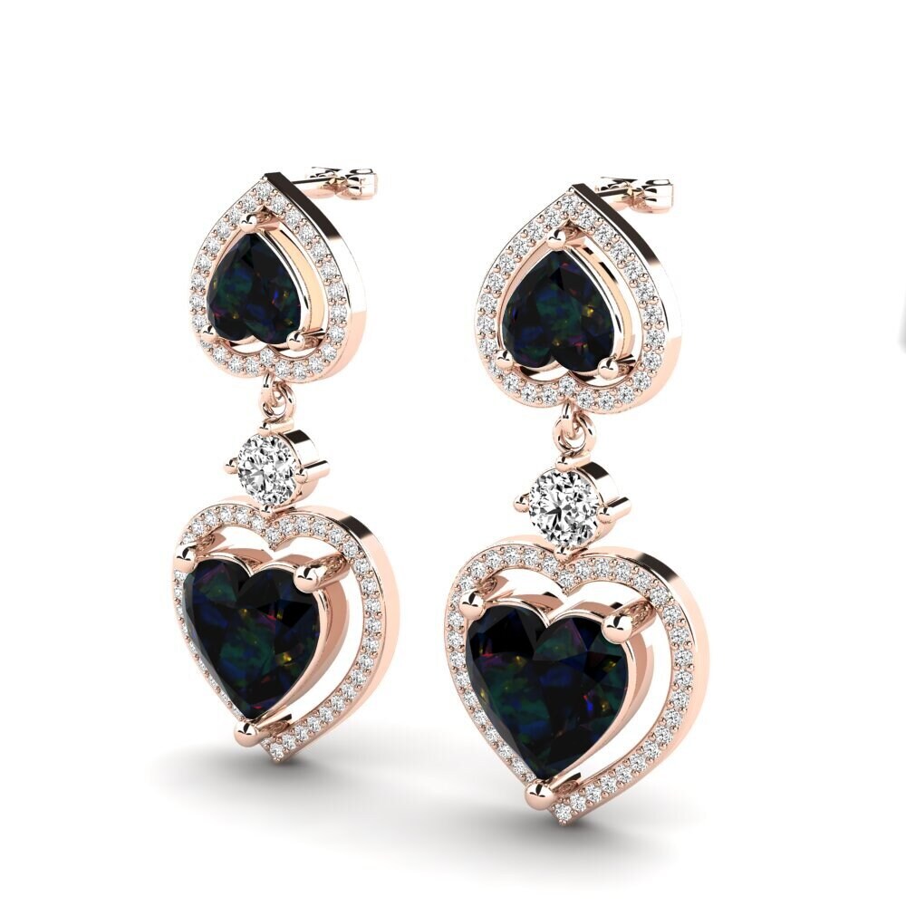 18ct Rose Gold Black Opal Women's Earring Gisele