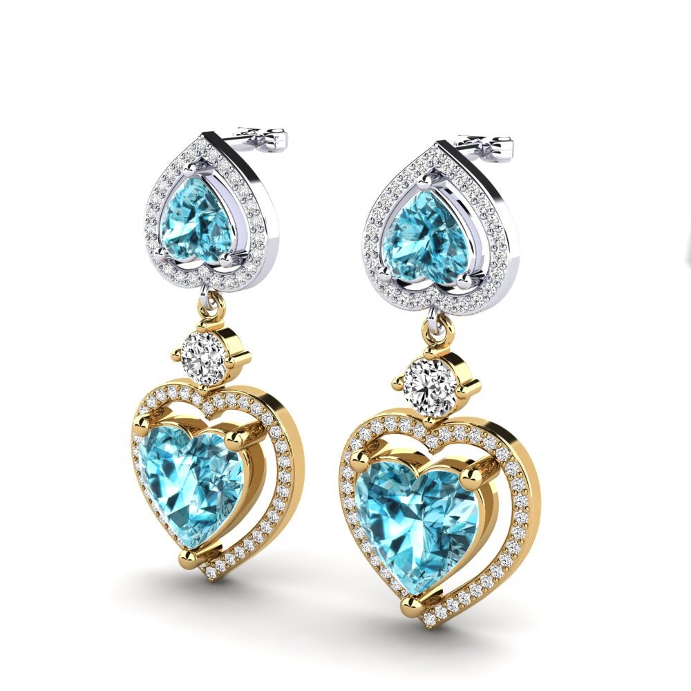 18ct Yellow & White Gold Blue Zircon Women's Earring Gisele