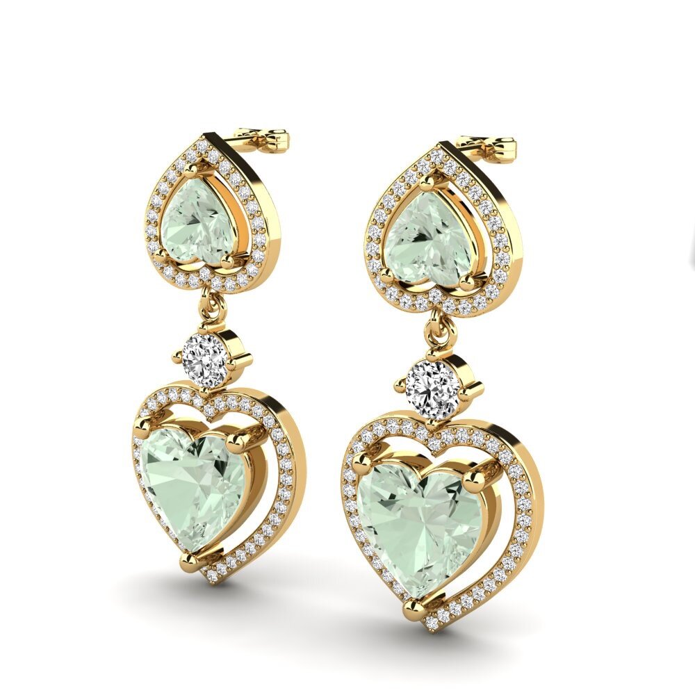 14k Oro Amarillo Amatista verde Pendiente de mujer Gisele