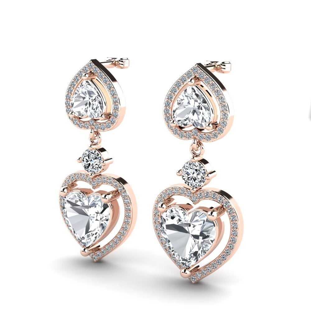 14k Oro Rosa Circón Blanco Pendiente de mujer Gisele