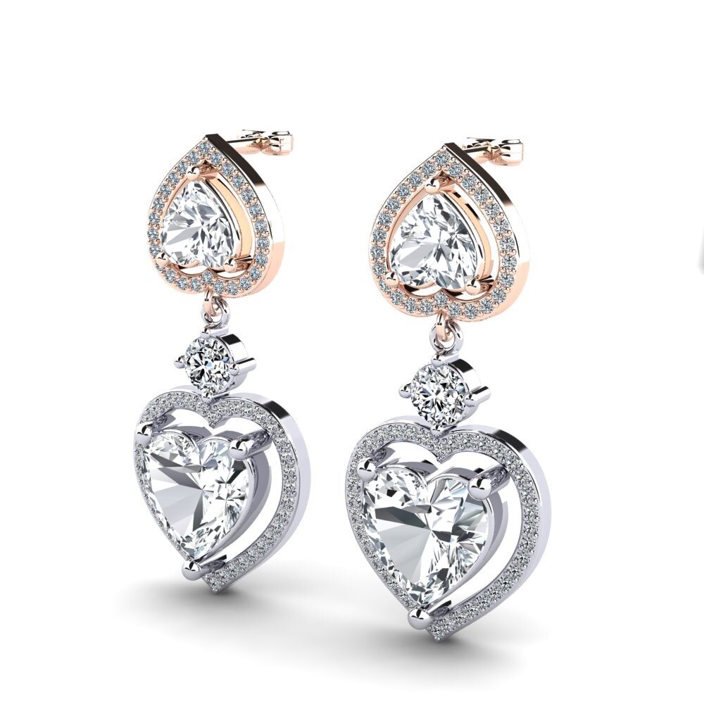14ct White & Rose Gold White Zircon Women's Earring Gisele