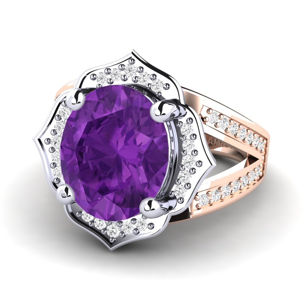 14k Rose & White Gold Amethyst Ring Gizella