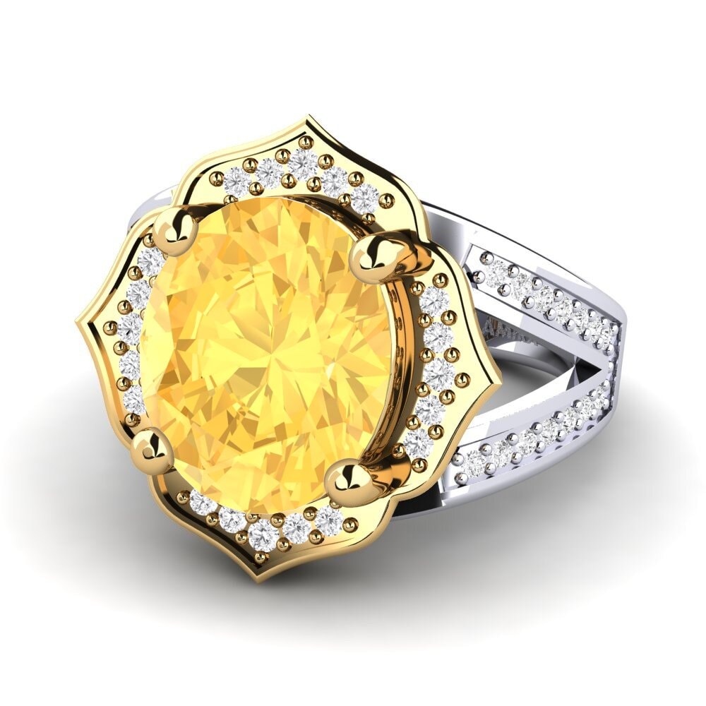 14k Oro Blanco / Amarillo Anillo Gizella