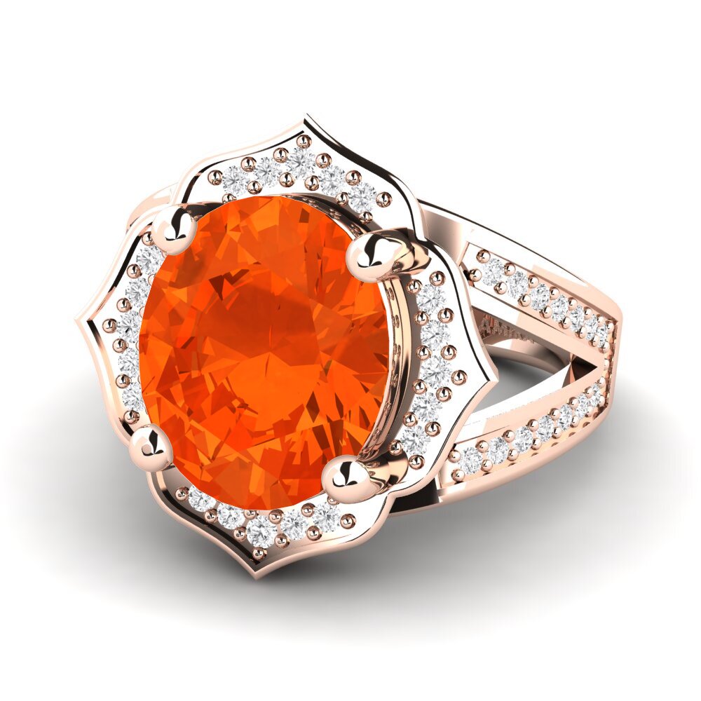 9k Rose Gold Fire-Opal Ring Gizella
