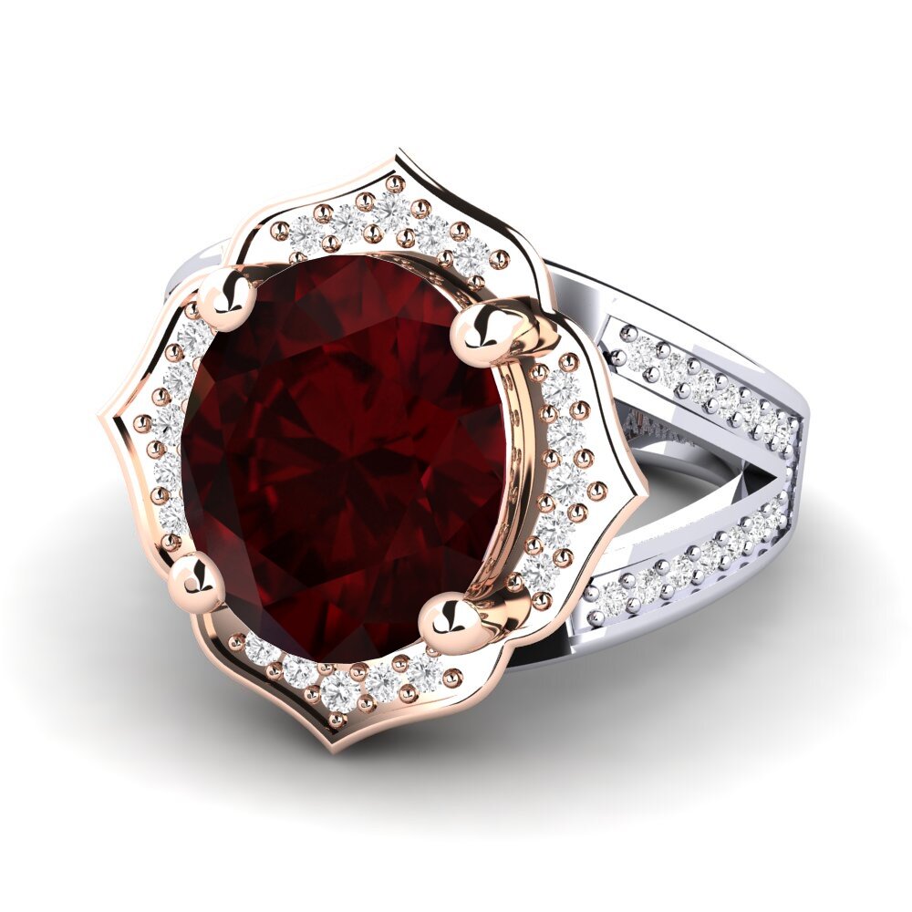 14k White & Rose Gold Garnet Ring Gizella