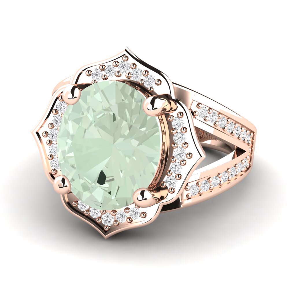 9k Rose Gold Green Amethyst Ring Gizella