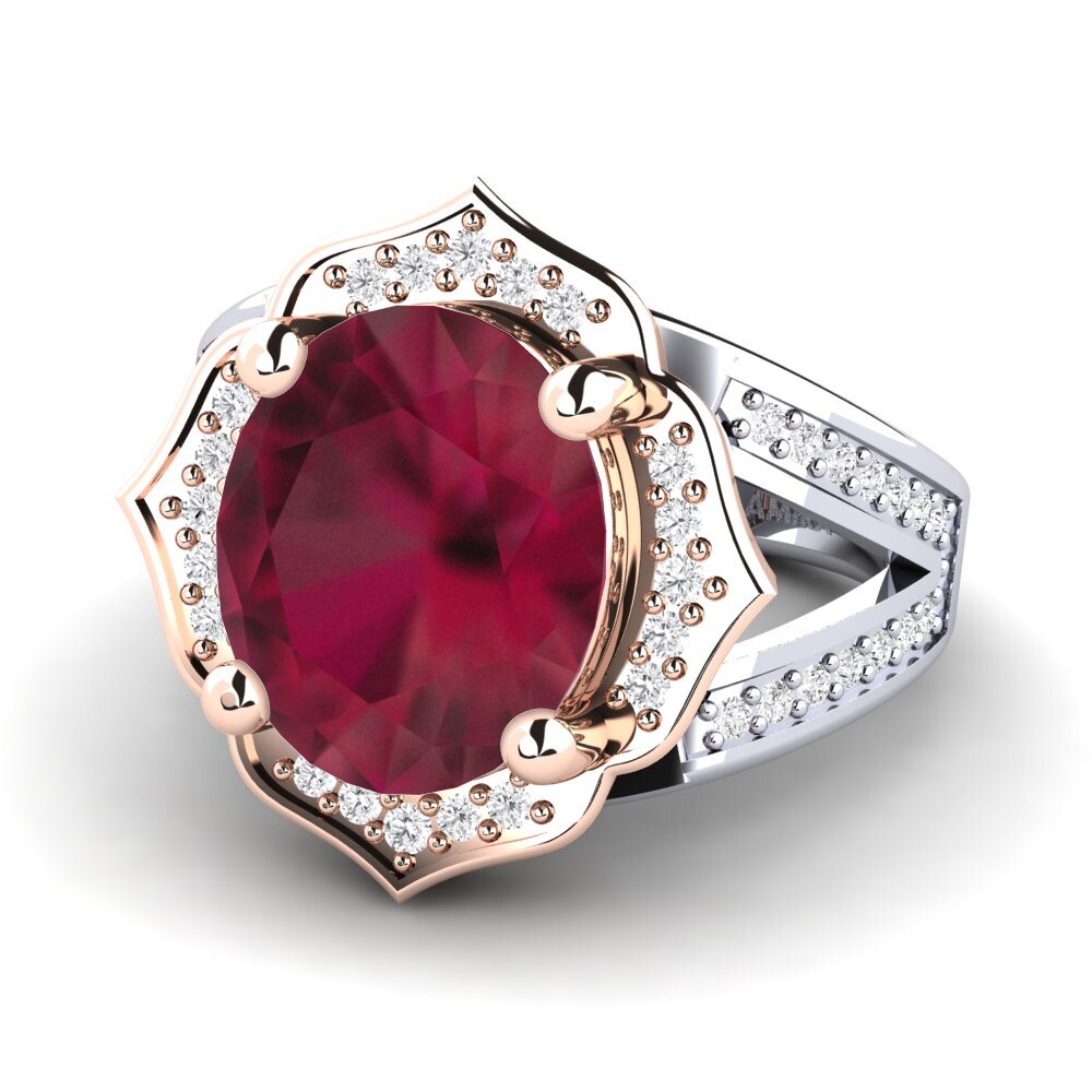 14k White & Rose Gold Ruby Ring Gizella