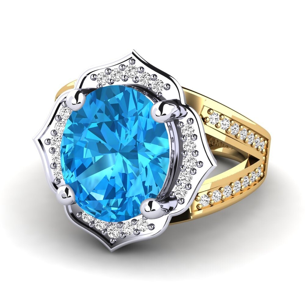 Ovalado Topacio azul Anillo Gizella