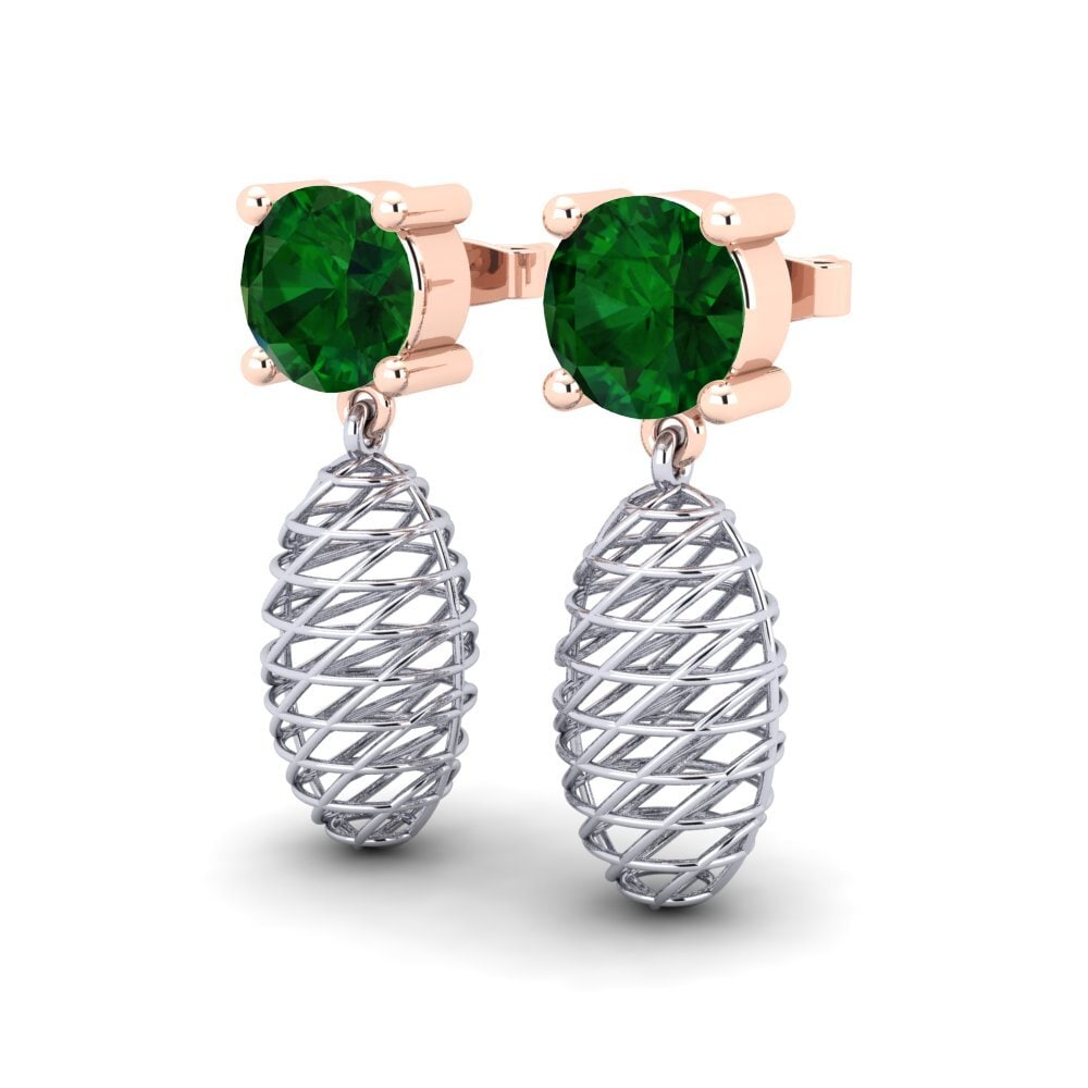 14ct White & Rose Gold Tsavorite Women's Earring Gladys